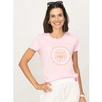 Zwillingsherz T-Shirt "Good Vibes" Stickerei, Kurzarm, Rundhalsausschnitt, Baumwollmischung