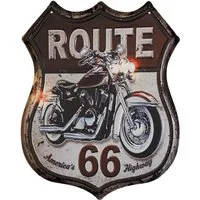 Moritz Metallschild Route 66 Straßenschild Motorrad, Vintage Retro Deko Schild Metallschild Wandbild Schild