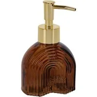 Meinposten Seifenspender Flüssigseifenspender Retro braun beige gold Glas Pumpkopf, (1-tlg)