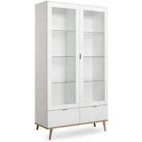 Finori Vitrine Weiß, Sonoma Eiche, Modern, Metallgriffe, ABS-Kante, 100 x 186 x 40 cm