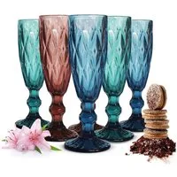 Sendez Sektglas 6 bunte Sektgläser 150ml Champagner Sektkelche Sektglas Proseccogläser, Glas