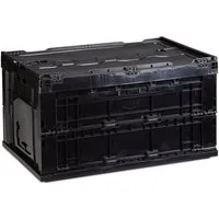 relaxdays Klappbox Transportbox 60 L mit Deckel, schwarz