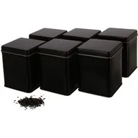 DOSENRITTER Teedose WATSON, (6-tlg., Schwarz eckig), Aromadicht, Stapelbar