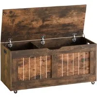 Mondeer Kommode Aufbewahrungsschrank (Aufbewahrungsbank, 100 x 49 x 40 cm), Deckenbox mit 4 Rollen, 2 Sicherheitsscharnieren, Braun
