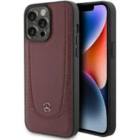 Mercedes Handyhülle Case iPhone 15 Pro Echtleder weinrot Stern Logo 6,1 Zoll, Kantenschutz