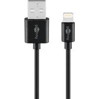 USB 2.0 Adapterkabel, USB-A Stecker > Lightning Stecker schwarz, 1 Meter