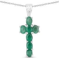 Vira Jewels Kette mit Anhänger 925-Sterling Silber rhodiniert Glänzend Smaragd grün