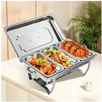 wohnTRAUM24 Speisenwärmer 11L Edelstahl Warmhaltebehälter Speisenwärmer Chafing Dish Behälter, (Buffetwärmer-Set, Komplettset), Klappbar, Edelstahl, einfache Reinigung, für Buffet/Catering