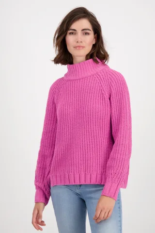 monari - Chenille Pullover mit Perlfangmuster deep pink - Gr. - 34