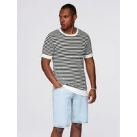 THÉÂTRE D OMBRES T-Shirt Gestreiftes Herren-T-Shirt mit durchbrochener Struktur