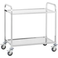 Royal Catering Servierwagen 2 Borde 90 x 50 cm Edelstahl Teewagen Küchenwagen Gastro 4 Bremsen