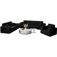 Fun Möbel Polstergarnitur Sofaset Designersofa NANCY 3-2-1, (Set, inkl. 5 Zierkissen), Rundumbezug