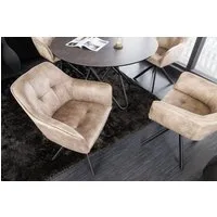 riess-ambiente Esszimmerstuhl LOFT champagner/schwarz – Samt, drehbar, Metall-Füße, mit Armlehne (Einzelartikel, 1 St), mit 180° Drehfunktion und Autoreturn – ideal für Dein Esszimmer