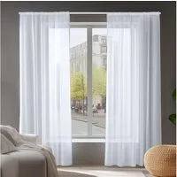 Deconovo Vorhang Gardinen Kräuselband Wohnzimmer Transparent Vorhänge für 2er Set, Store
