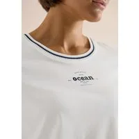 CECIL Rundhalsshirt Sommershirt mit Rippdetails