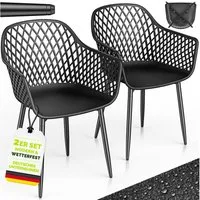 tillvex Gartenstuhl tillvex® Movo Gartenstühle mit Metallfüßen (Gartenstühle UV-beständig Terrassenstuhl Gartenmöbel, 2 St), belastbar