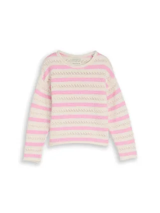 tom tailor kids - Cropped Strickpullover mit Streifenmuster light rose stripe - Gr. - 98