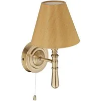 relaxdays Wandleuchte Wandlampe mit Schirm, Ein- und Ausschalten per Zugschalter, max. 40 W, Leuchtmittel nicht enthalten, E14-Fassung, Messing