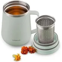 LocknLock Thermobecher Metro Teebecher 384 ml, Edelstahl-Teesieb, Kupferverkleidung, Silikonboden, auslaufsicher