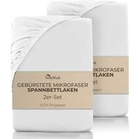 NatureMark Spannbettlaken gebürstete Mikrofaser Spannbettlaken 2er-Pack, Polyester, Gummizug: rundum, (2 Stück), viele Größen / Farben Markenware 90x200cm, 2er-Pack, Weiß