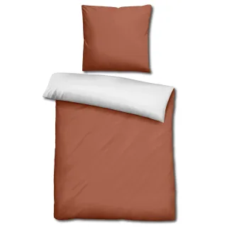 Sleezzz® Renforcé Wendebettwäsche braun/weiß 135 x 200 + 80 x 80 cm