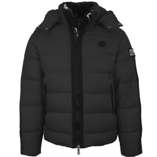 Plein Sport gepolsterte schwarze Jacke mit kleinem kreisformigen Logo