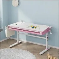 en.casa Kinderschreibtisch, höhenverstellbar »Kuosa« mit Schublade 120x60 cm Pink