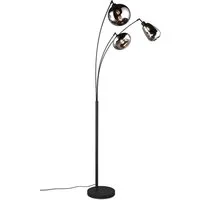 TRIO Leuchten LED Stehlampe gebogen, 3 Glasschirme Chrom, Höhe 200cm, dimmbar, LED wechselbar, Warmweiß, große moderne Stehleuchte, ausgefallene Wohnzimmer Lampe stehend