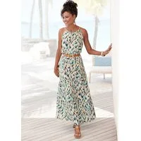 LASCANA Maxikleid mit Alloverprint und Knopfleiste hinten, aus gewebter Viskose luftiges Sommerkleid, elegantes Webkleid, casual