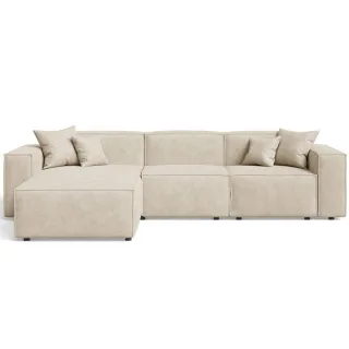 Graingold Ecksofa, Beige, Textil, Kiefer, 3-Sitzer, L-Form, Ottomane links,L-Form, 265x180 cm, Oeko-Tex®, Reach, Hergestellt in Europa, Handmade in Europe, Hergestellt in Europa, Made in EU, Real Wood, Wohnzimmer, Sofas & Couches, Wohnlandschaften, E