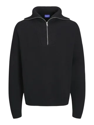JACK&JONES - JORDIMENSION KNIT HALF ZIP black - Gr. - M