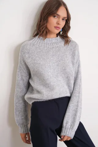 Lässiger Crewneck-Dickstrickpullover