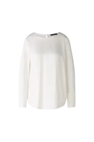 Oui - Blusenshirt Viskosepatch cloud dancer - Gr. - 42