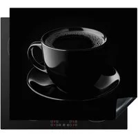 MuchoWow Herd-Abdeckplatte Schwarz - Kaffee - Tasse, Vinyl, (1 tlg), Ceranfeldabdeckung Küche, Herdabdeckplatte Einteilig, 60x52 cm