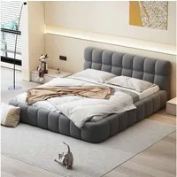 BlingBin Polsterbett (1-tlg., 140 x 190 cm, Doppelbett mit weicher Rückenlehne), Lattenrost Leinen