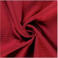 maDDma Stoff 50x130cm Musselin Stoff uni Meterware Mulltuch, rot