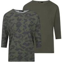ONLY T-Shirt Damen Top ONGLAMOUR Regular Fit 3/4 Ärmel (2-tlg) Basic 3/4 Arm Shirt mit Rundhalsausschnitt
