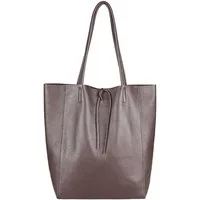 ITALYSHOP24 Schultertasche Made in Italy Damen Premium Leder SHOPPER Tasche HOBO Umhängetasche, Echtleder Business Bag leicht groß klassisch sicher geräumig Beutel