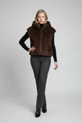 IN LINEA - Fellweste chocolate - Gr. - 38
