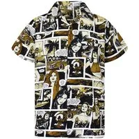 King Kameha Hawaiihemd Comic Funky Hawaii-Hemd Herren Kurzarm Front-Tasche Stylish Unisex