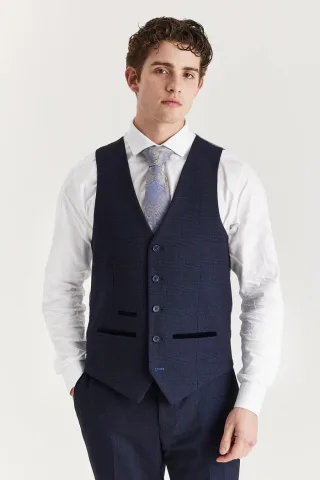 Marineblaue Anzugweste für Herren im Prince-of-Wales-Stil