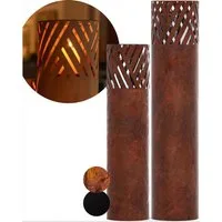 Bentson Windlicht Windlichtsäule (2er Set, 75 cm &  95 cm, 2 St., Outdoor Garten-/Balkondeko), Erhältlich in Schwarz & Rost-Design
