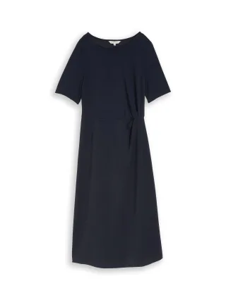 Tom Tailor - Scuba Midi-Kleid mit Knoten-Detail sky captain blue - Gr. - 34