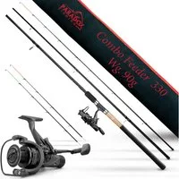 Paradox Fishing Feederrute Combo Feeder, (Rute + Rolle), 3,3m/3,6m, 90g/120g, 3 Wechselspitzen