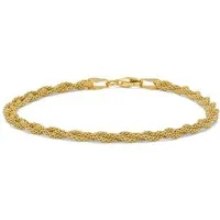 Miore Armband SIL009B - 18 Kt. vergoldetes 925 Sterling Silber Kordelarmband 19 cm, Kettenbreite ca. 3,5 mm - Made in Italy