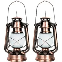 Casativo LED Laterne Retro LED-Sturmlaterne 25cm mit Flammen-Optik Ø15 x H25 cm Batterie, LED fest integriert, Batteriebetrieb, Bronzelook, zum Aufhängen, Tragegriff&Ring