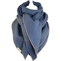 wundabaa Modetuch Musselintuch melange 130x130 mit Rand in hellbraun