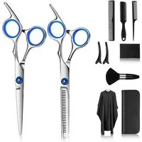 HUGERSTONE Haarschere Friseurschere Set mit Effilierschere und Kamm, Profi Schere für Haare, (Set, 10-tlg., Ergonomisches Haarschneideschere Set), Haarschere für Damen, Herren, Kinder, Familie und Friseursalon