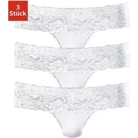 Vivance String (3er-Pack) aus elastischer Baumwolle mit floraler Spitze