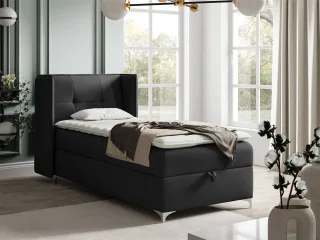 Boxspringbett Bett Gästebett 90x200cm GENET Stoff Matt Velvet Schwarz